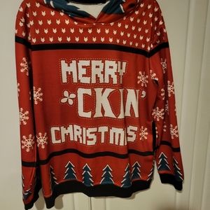 Merry *Ckin* Christmas Jersey Hoodie. Size Medium.